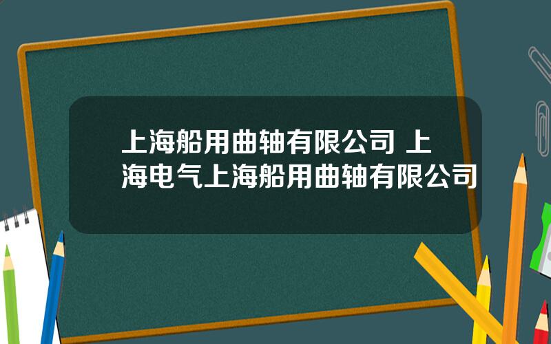 上海船用曲轴有限公司 上海电气上海船用曲轴有限公司